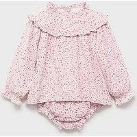 Mango Baby Girls Floral Dress & Knickers - Pink