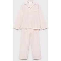 Mango Girls Long Sleeve Stripe Pyjamas - Light Pink