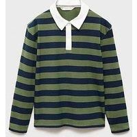 Mango Boys Stripe Long Sleeve Rugby Polo - Green