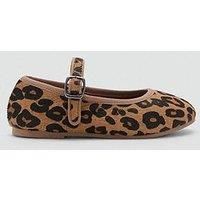 Mango Younger Girls Leopard Ballerina Shoes - Black