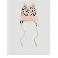 Mango Younger Girls Leopard Knitted Hat - Beige