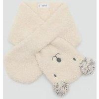 Mango Younger Girls Bear Face Co-Ord Scarf - Cream
