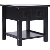 Side Table Black 40x40x40 cm Paulownia Wood
