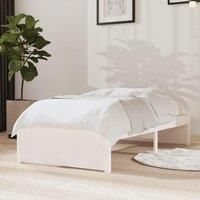 Bed Frame White Solid Wood 75x190 cm Small Single