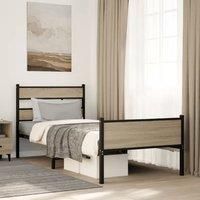 Berkfield Home Bed Frame without Mattress Sonoma Oak 75x190 cm Small Single Engineered Wood in Brown