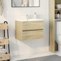 Berkfield Home Sink Cabinet Sonoma Oak 60x38.5x45 cm Engineered Wood in Brown