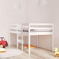 High Sleeper Bed White 90x200 cm Solid Wood Pine