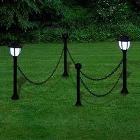 Berkfield Home Chain Fence with Solar Lights Two LED Lamps Two Poles in Grey