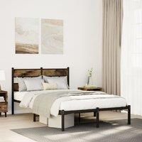 Berkfield Home Metal Bed Frame without Mattress Smoked Oak 120x190 cm Small Double in Brown
