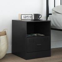Berkfield Home Bedside Cabinet Black 34.5x39x44 cm Steel