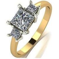 Moissanite 9Ct Gold 3-Stone 1Ct Total Square Brilliant Ring