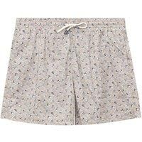 Sailboat Print Swim Trunks- Beige Swimwear