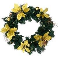 Christmas Wreath with LED Lights Green 60 cm PVC