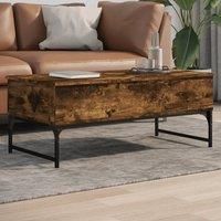 Berkfield Home Coffee Table Smoked Oak 100x50x40 cm Engineered Wood & Metal in Brown | Size: 100 x 50 x 40 cm