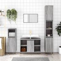 Bathroom Cabinet Grey Sonoma 30x30x100 cm Engineered Wood