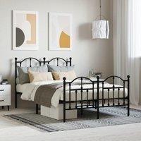 Metal Bed Frame with Headboard and Footboard Black 120x200 cm