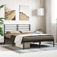 Metal Bed Frame with Headboard Black 120x200 cm