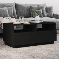Berkfield Home Coffee Table with LED Lights Black 90x49x40 cm | Size: 90 x 49 x 40 cm