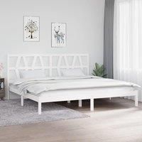 Bed Frame White Solid Wood Pine 200x200 cm