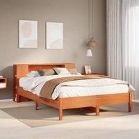 Berkfield Home Bookcase Bed without Mattress Wax Brown 135x190 cm Double Solid Wood Pine