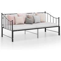 Pull-out Sofa Bed Frame Black Metal 90x200 cm