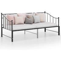 Pull-out Sofa Bed Frame Black Metal 90x200 cm