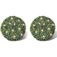 Berkfield Home Artificial Leaf Topiary Ball 27 cm Solar LED String 2 pcs