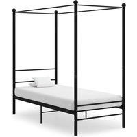 Canopy Bed Frame Black Metal 90x200 cm