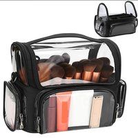 Hinsinc Large Makeup Brush Holder Professional Makeup Artist Travel Case Clear in Black