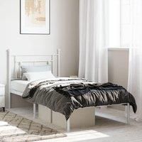Berkfield Home Metal Bed Frame without Mattress with Headboard White 90x200cm | Size: 90x200 cm