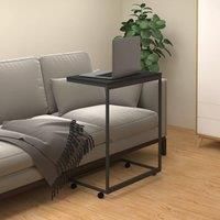 Side Table with Wheels Black 55x35x70 cm Engineered Wood