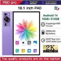 New Original P60 Pro 4G 5G Dual Sim Tablet Android 14 kids Tab 10.1'' inch HD 20000mAh Global Version Tablets PC With Keyboard