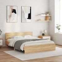 Berkfield Home Bed Frame with LED without Mattress Sonoma Oak 150x200 cm King Size in Brown
