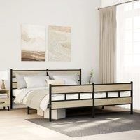 Berkfield Home Metal Bed Frame without Mattress Sonoma Oak 180x200 cm Super King in Brown