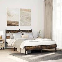 Berkfield Home Bed Frame without Mattress with Headboard Sonoma Oak 140x190 cm in Brown