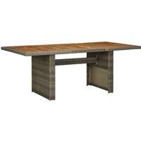 Garden Table Brown Poly Rattan and Solid Acacia Wood