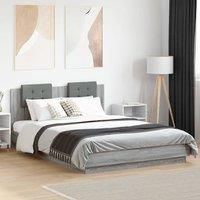 Berkfield Home Bed Frame with LED without Mattress Grey Sonoma 140x200 cm