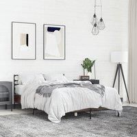 Berkfield Home Bed Frame without Mattress Brown Oak 120x200 cm | Size: Small Double