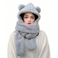 3 In 1 Winter Bear Hat, Scarf, And Gloves In 4 Options - Khaki