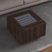 Berkfield Home Coffee Table with LED Brown Oak 60x60x40 cm Engineered Wood | Size: 60 x 60 x 40 cm