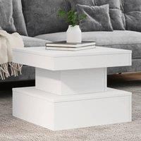 Berkfield Home Coffee Table with LED Lights White 50x50x40 cm | Size: 50 x 50 x 40 cm