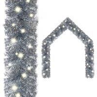 Christmas Garland with LED Lights 10 m Silver