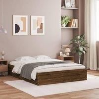 Berkfield Home Bed Frame with Drawers without Mattress Brown Oak 140x190 cm