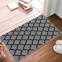 Heavy Duty Machine Washable Hallway Kitchen Non Slip Door Mat Grey Black