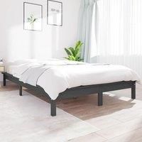 Bed Frame Grey 140x190 cm Solid Wood Pine