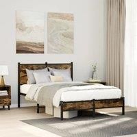 Berkfield Home Metal Bed Frame without Mattress Smoked Oak 120x200 cm in Brown | Size: Small Double
