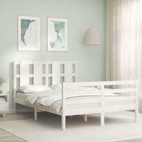 Bed Frame with Headboard White 140x190 cm Solid Wood