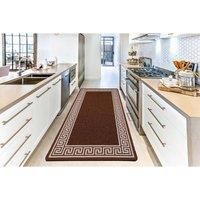 Heavy Duty Machine Washable Hallway Kitchen Non Slip Door Mat Brown Cream