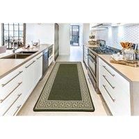 Heavy Duty Machine Washable Hallway Kitchen Non Slip Door Mat Green Cream