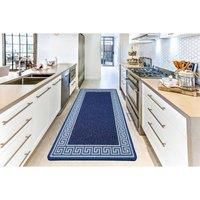 Heavy Duty Machine Washable Hallway Kitchen Non Slip Door Mat Blue Cream